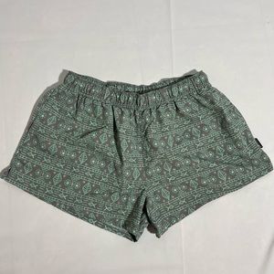 Grey and blue printed athletic shorts